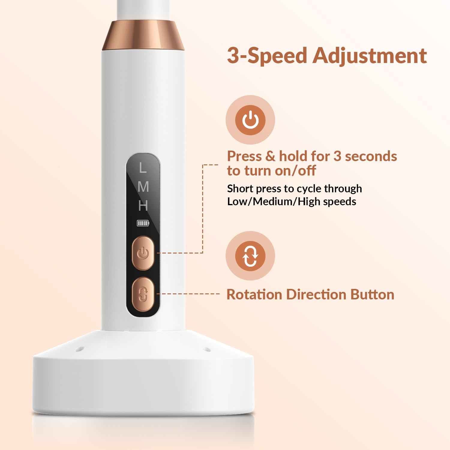 Cordless Rechargeable Nail Drill Kit, 12 Professional Bits & 36 Sanding Bands, 30000RPM Electric Nail Drill Machine, Dual Rotation Ambidextrous Electric Nail File for Acrylic, Gel & Natural Nails