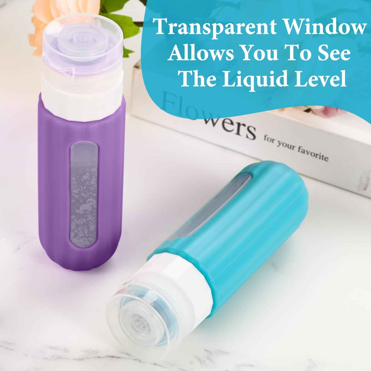 LofyJoy Reusable Silicone Travel Bottles for Toiletries TSA Approved, Leak Proof Travel Size Bottles Refillable Travel Containers for Shampoo Conditioner Mini Bottles 3 oz