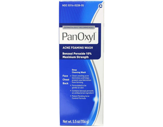 PanOxyl 10% Acne Foaming Wash 5.5 Ounce (Value Pack of 2)