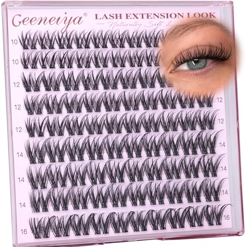 Geeneiya Wispy Lash Clusters 10-16mm C Curl DIY Extensions