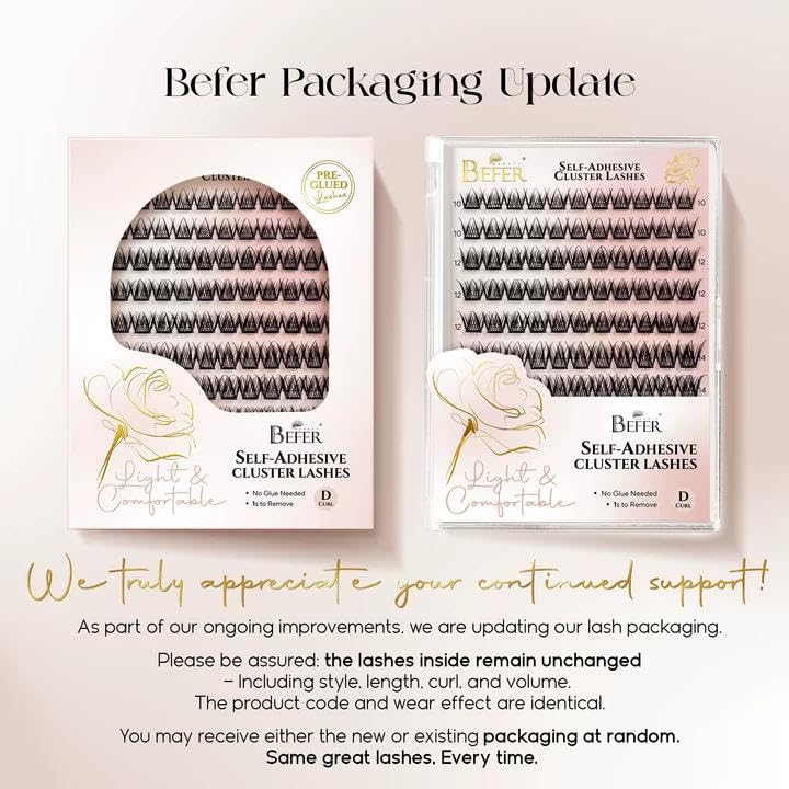 BEFER Self Adhesive Eyelash Clusters D Curl 10-16MM