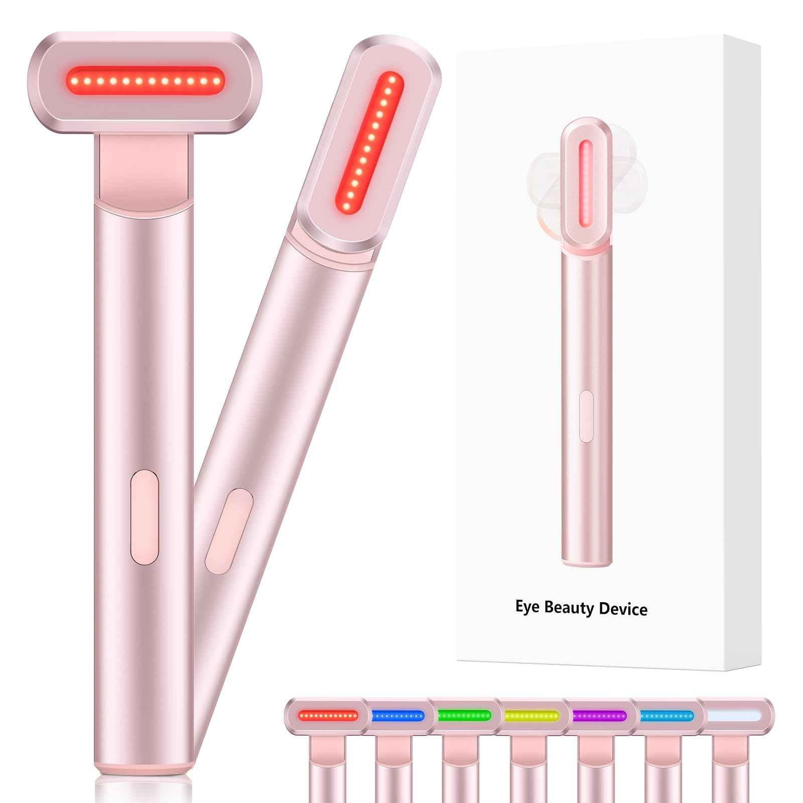 Red-Light-Therapy-for-Face,7 in 1 LED Light-Therapy-Wand for Face and Neck - Microcurrent Facial Device for Anti-Aging - Face & Eye Massager Skincare (7 Colors led Light)