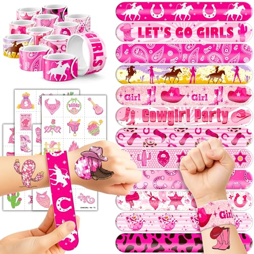 Western Cowgirl Party Set - 72 Pieces Tattoos & Slap Bracelets