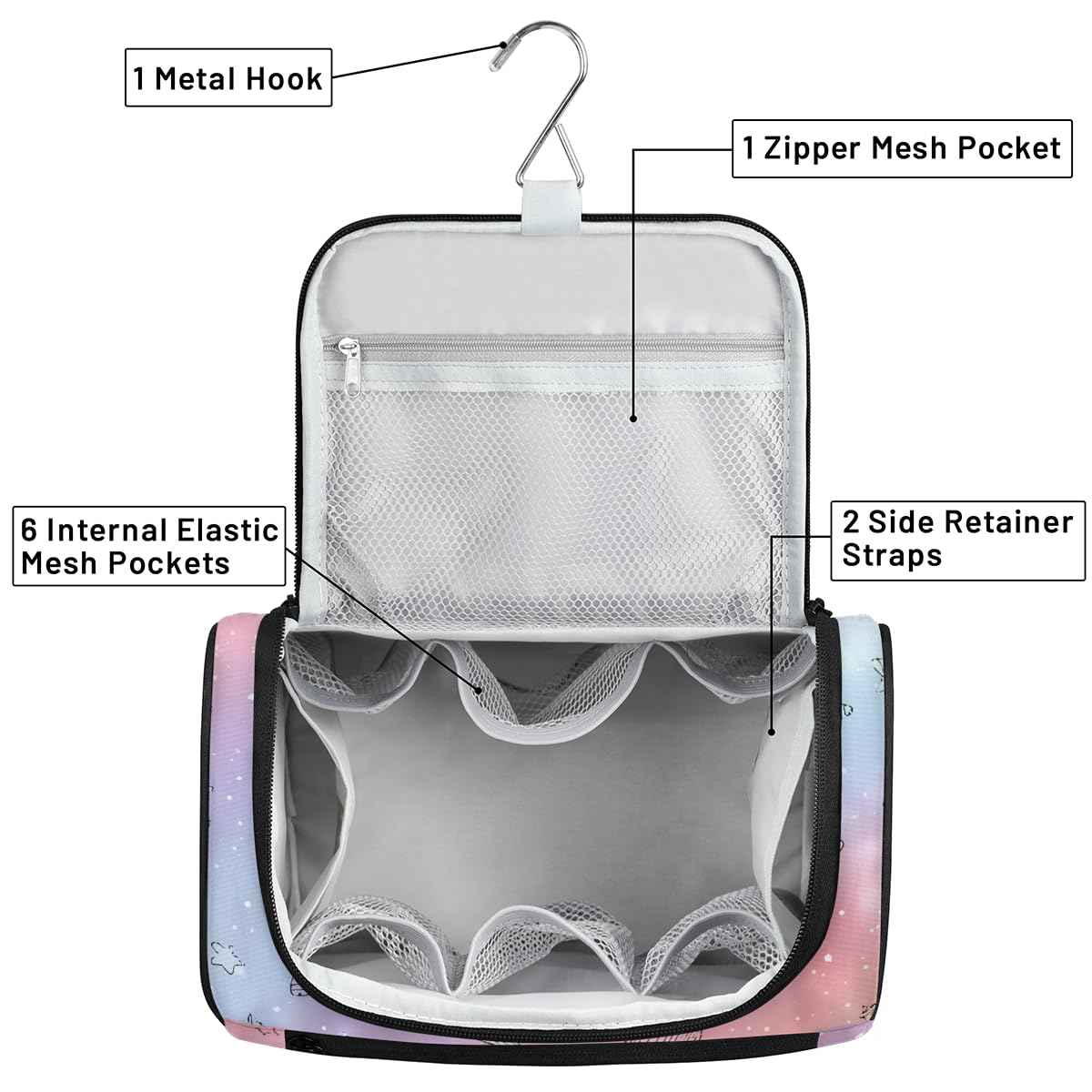 Hanxuanyifan Stars Hanging Travel Toiletry Bag for Women,Travel Bags for Toiletries,Makeup Bag Organizer Cosmetic Bags for Girls