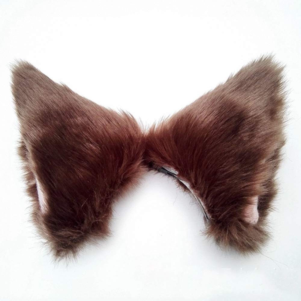 ZCMG Cat Ears Hair Clips Fox Ears Barrettes Women Furry Fur Cat Headpiece Holiday Hair Pins Sweet Halloween Party Decoration Headband Anime Cosplay Costume Kitty Kitten Hair Accessories Coffee - Pink