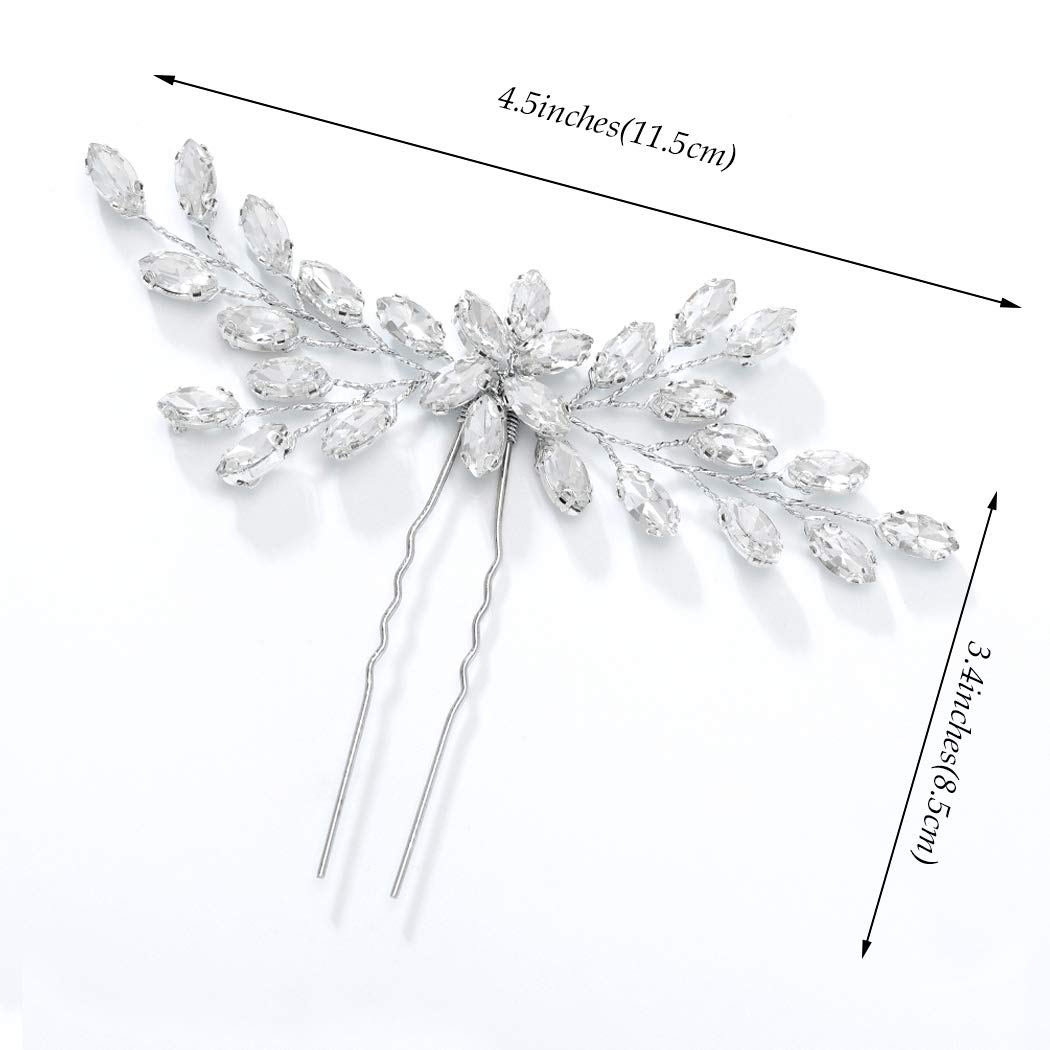 Yean Wedding Hair Pins Silver Crystal Hair Piece Rhinestone Bridal Hair Accessories for Women and Girls (Silver)