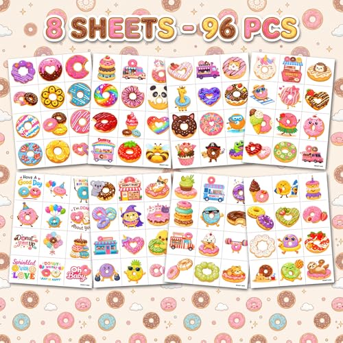 96 Donuts Temporary Tattoos for Kids | Waterproof Party Favors