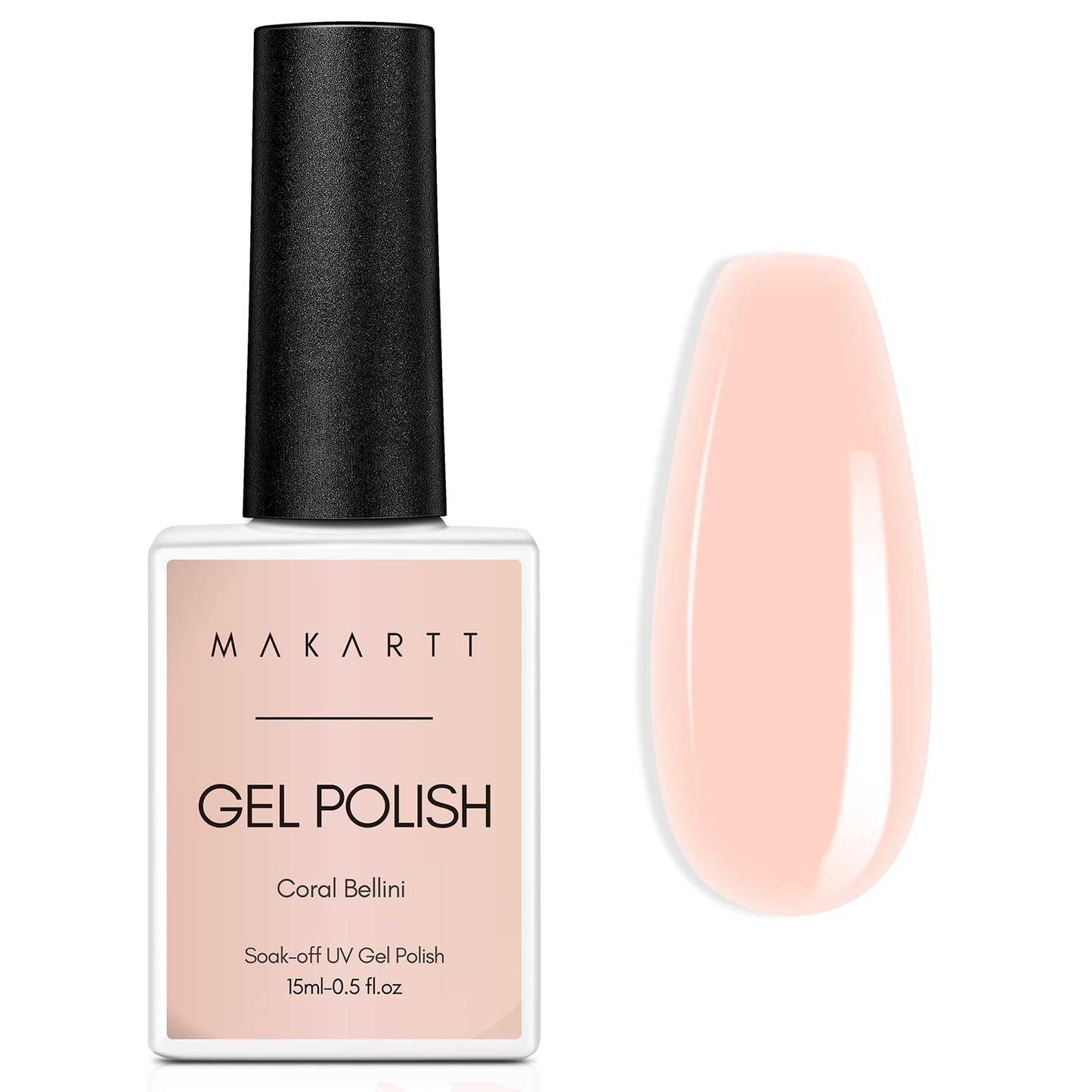 Makartt Gel Nail Polish, Natural Nude Jelly Mocha Mousse Cake Gel Polish Spring 15ML Soak Off UV LED Gel Polish Set Manicure DIY Nail Art Designs Home Salon-Coral Bellini