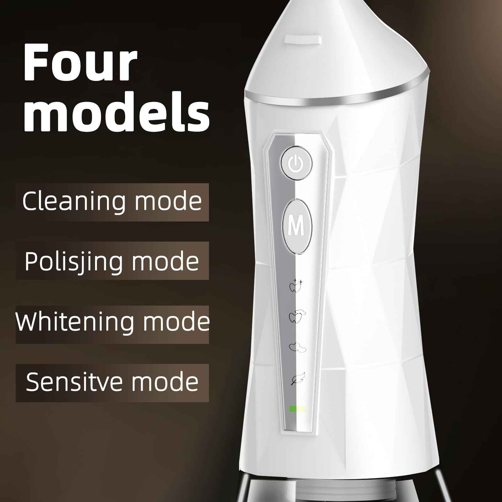 Water Flosser, 4 Modes, Portable 320ml Large Tank Water Flosser Oral Cleaner IPX7 Waterproof Cleaning Flosser for Home Travel (White)