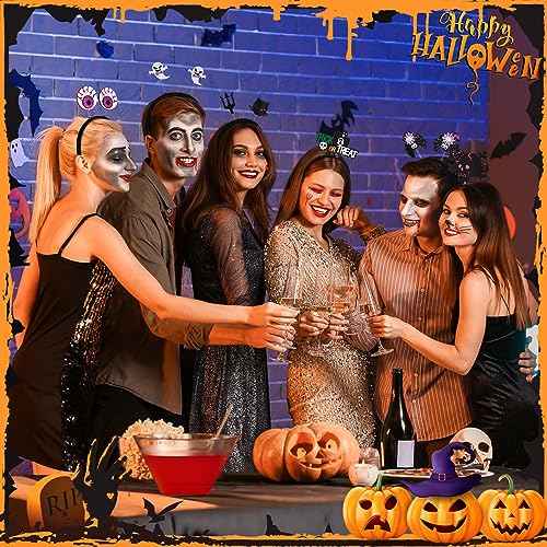 Retrowavy 45 Pcs Halloween Headband Headwear for Party Favors Women Halloween Headbands Witch Hat Assorted Boppers Demon Skull Ghost Tiny Witch Headband Pumpkin Spider Web Headwear for Adults Cosplay