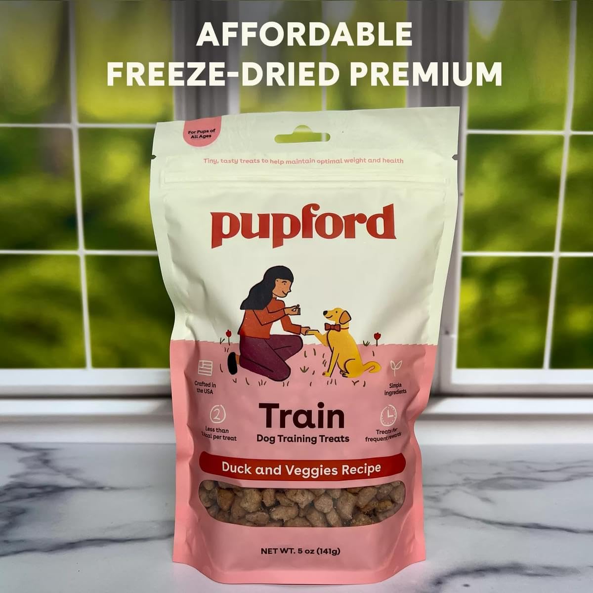 Pupford Freeze Dried Training Treats for Dogs & Puppies, 240+ Four Ingredient Bites (Duck & Veggies, 5 oz)