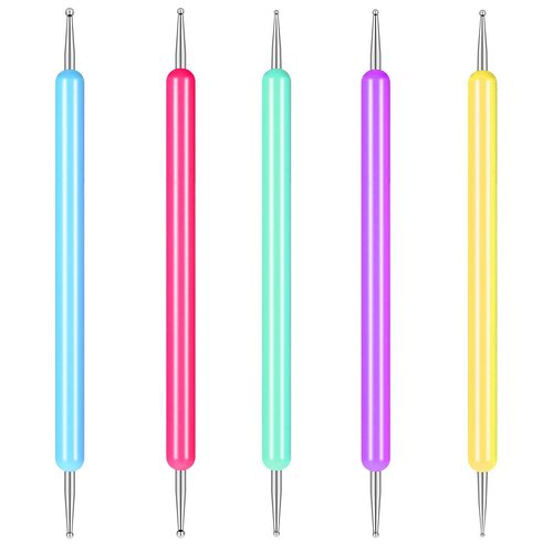 5Pcs Nail Stylus Dotting Tool Set Ball Embossing Stylus for Transfer Paper Different Size Pattern Tracing Stylu Dot Painting Tools, Nail Art Embossing Pen for Pattern Tracing Pen, Rock Painting