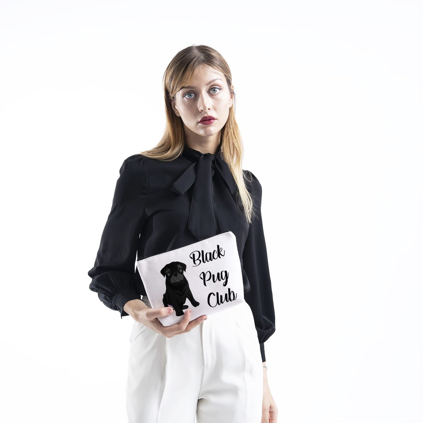 TSOTMO Pug Lover Gift Zipper Pouch Makeup Bag - Black Pug Club Puppy Love