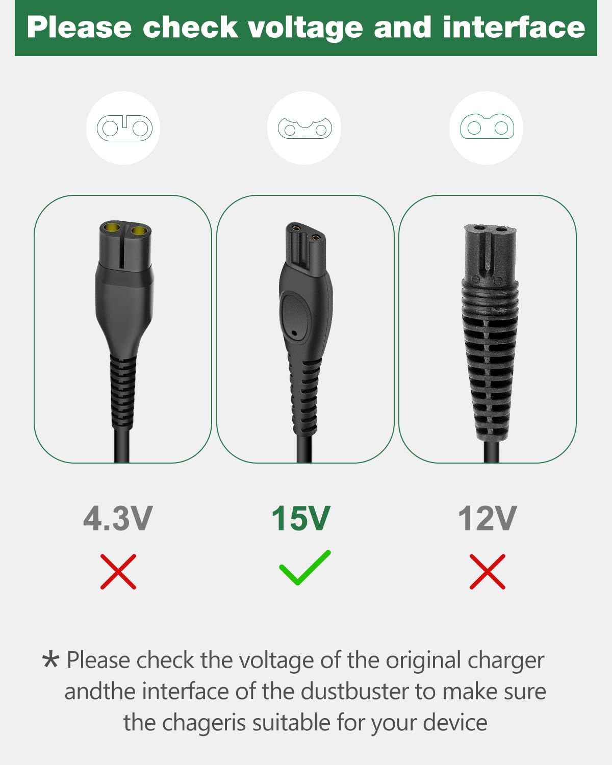 15V Charger Compatible with HQ8505 2300 3500 7000 5000 3000 Series & MG5750 MG7750 Electric Shaver Razor Aquatec Arcitec Multigroom Beard Trimmer, 15 Volt Power Supply Cord