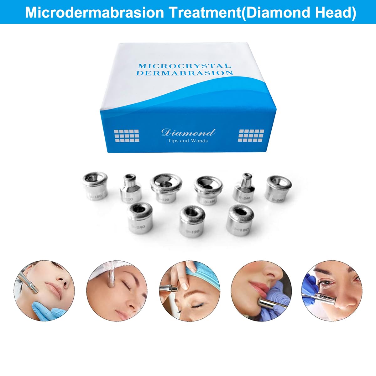 Diamond Dermabrasion Head Microdermabrasion Exfoliator Home Facial Dermabrasion Tool Dermabrasion Replacements 9Tips