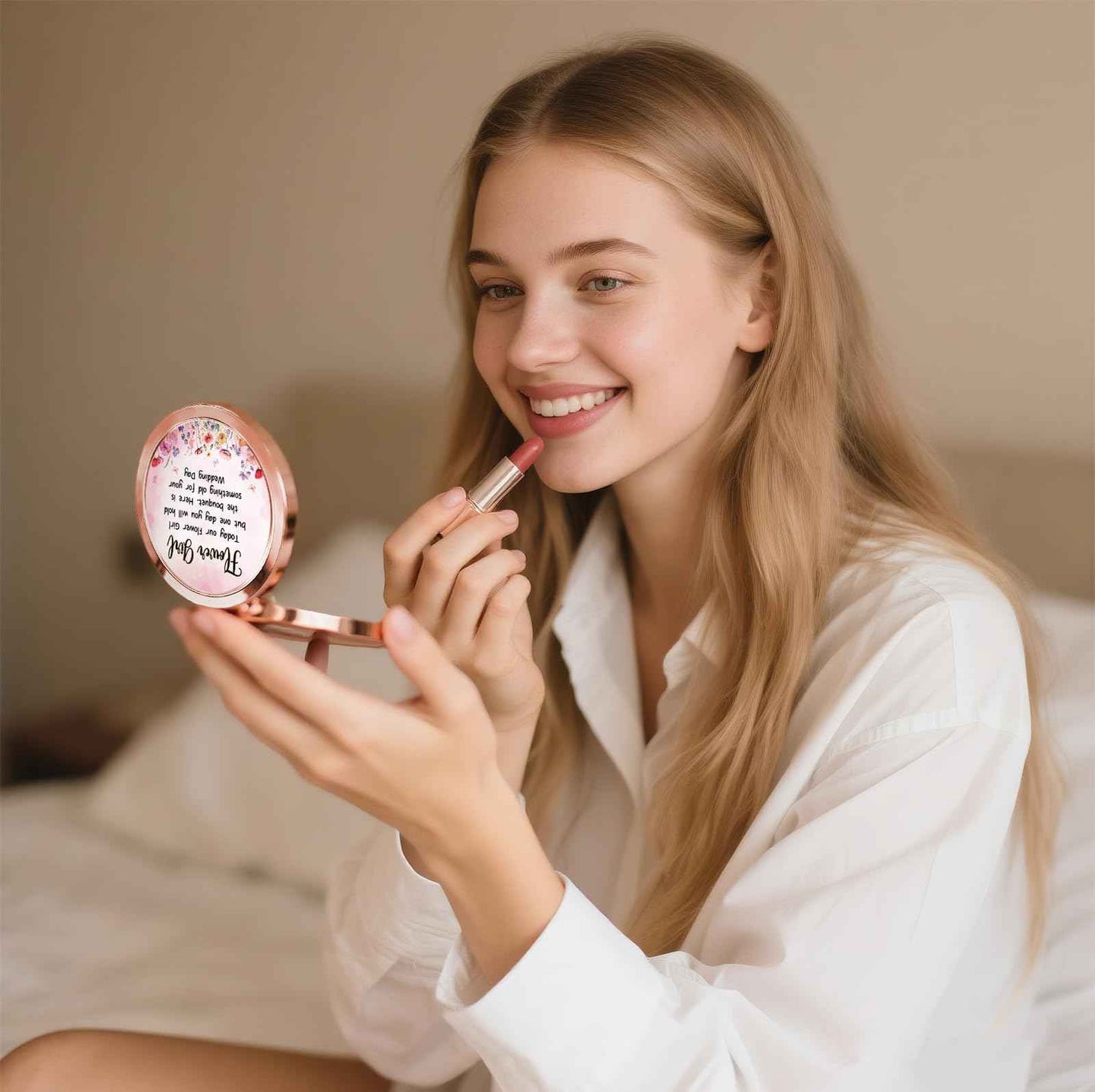 GAOLZIUY Flowers Girl Compact Mirror Proposal Gifts, Flower Girl Gift Makeup Mirror from Bride, Bridesmaid Gifts for Girls On Wedding Party