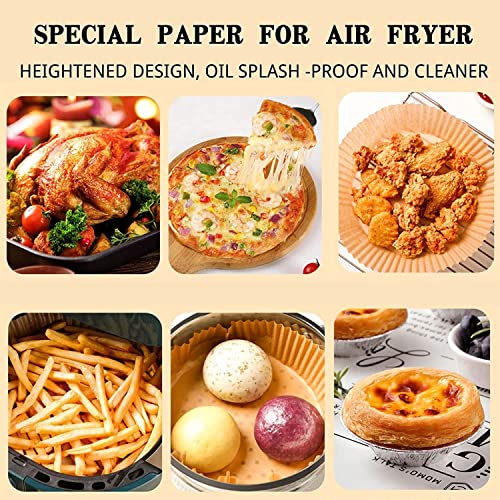 Air Fryer Paper Liners, 125PCS Non-stick Disposable Liners, Baking Paper for Air Fryer Oil-proof, Water-proof, Food Grade Parchment for Baking Roasting Microwave (8inch-Square)