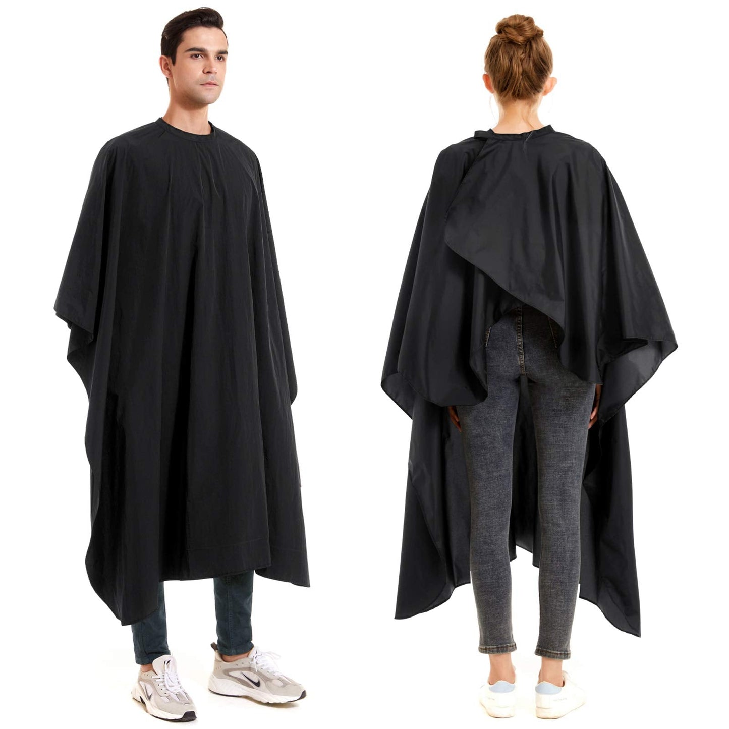 izzycka Nylon Barber Cape 64"x56" Waterproof Salon Large Hair Cutting Cape Haircut Cape for men With Adjustable Snap Closure Color Capes Professional Stylist Hairdresser apron adults Black