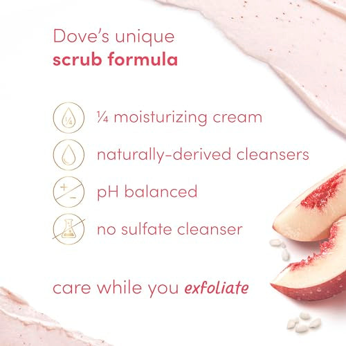 Dove Body Scrub White Peach & Crushed Rice 3 Count for Visibly Silky-Smooth, Nourished Skin, with ¼ Moisturizing Cream, 10.5 oz