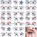 4th of July Temporary Tattoos - 20 Sheets Patriotic Face Stickers