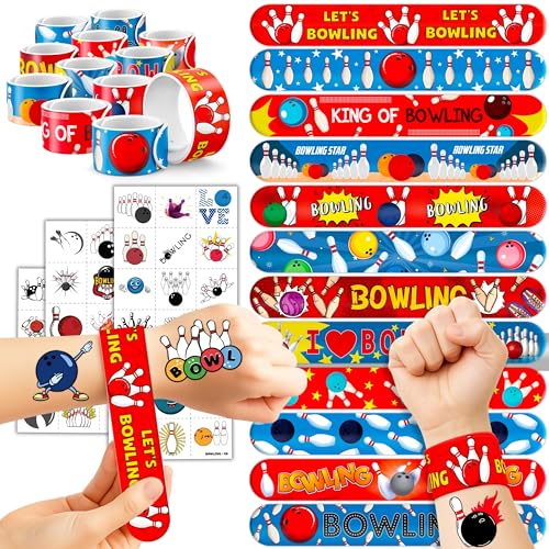72 Pc Bowling Party Favor Set Tattoos & Slap Bracelets