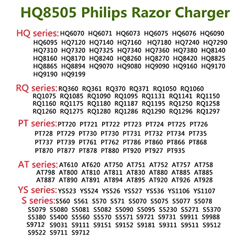 HQ8505 Shaver Charger Cable 15V AC Adapter Power-Supply Charging Cord Compatible with Philips Norelco S7000 S5000 S3000 Series, MG5750 MG7790 Electric Shaver Razor Beard Trimmer-3.3FT