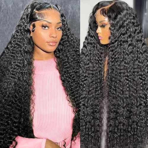 250% Density 13X6 30 Inch Deep Wave Lace Front Wigs Human Hair Curly Wig Wet and Wavy HD Lace Front Wig Pre Plucked 100% Real Human Hair No Synthetic Blend No Tangle No Shedding Triple Lifespan 3X