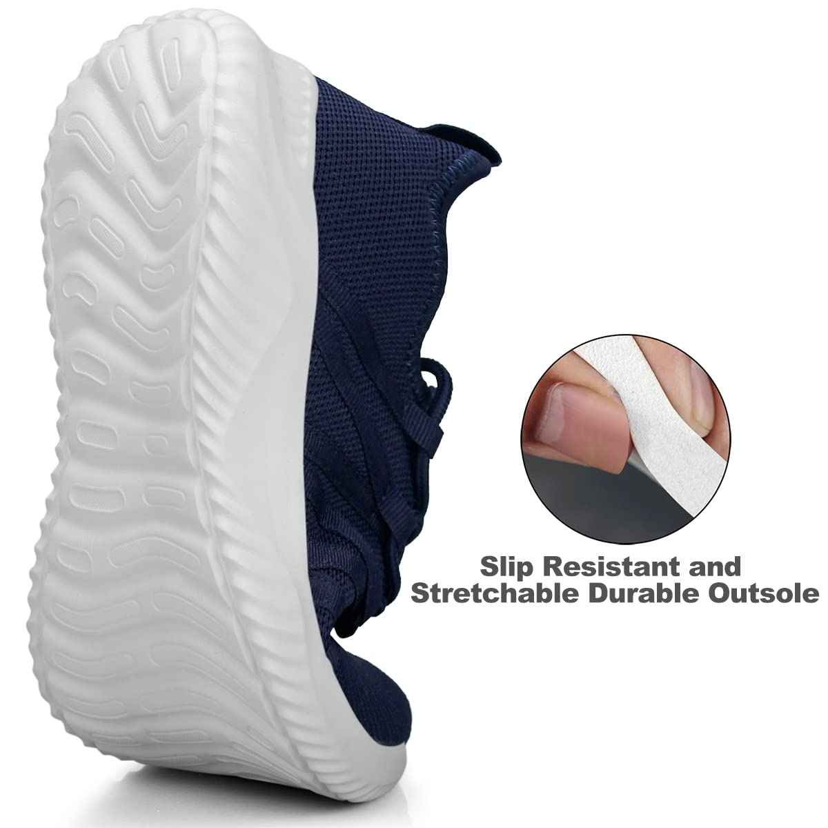 Feethit Womens Slip On Running Shoes Non Slip Walking Shoes Lightweight Gym Workout Shoes Breathable Fashion Sneakers All Dark Blue Size 9.5