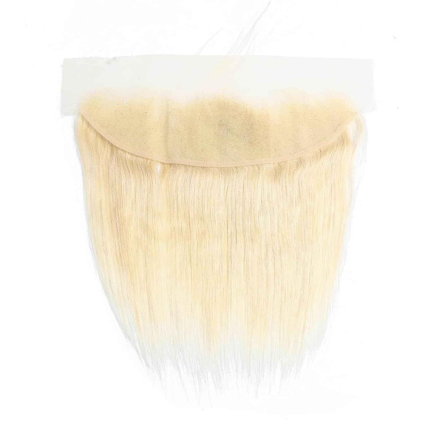 KAFEIER HAIR 613 Lace Frontal Straight Human Hair Ear To Ear Blonde Frontal 13X4 Transparent Hd Lace Free Part With Baby Hair Pre Plucked Brazilian Virgin Remy Human Hair Extension 14 Inch