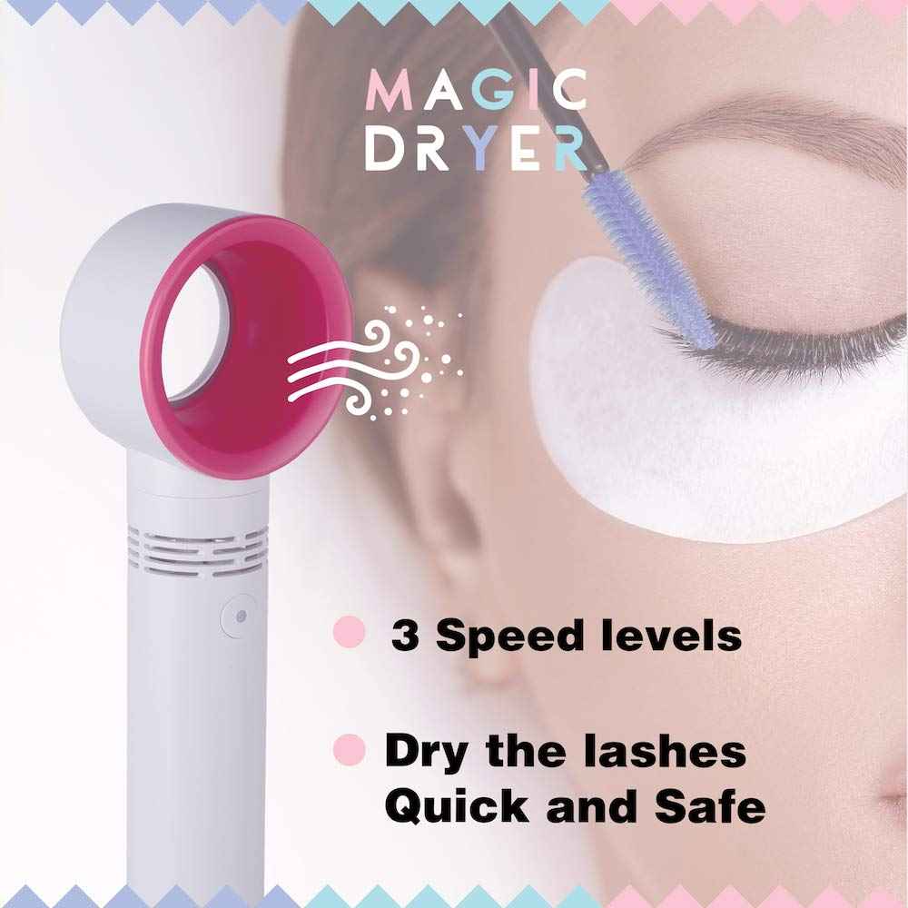 Lyon Lash Portable USB Rechargeable Bladeless Mini Fan/Air Conditioning Blower/Handheld Cooling Dryer, Essential Eyelash Extension Supplies, Dries Eyelash Extensions Glue/Adhesive Rapidly (White)