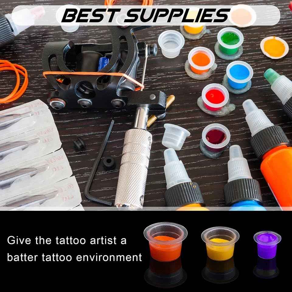 Yuelong 1000pcs Tattoo Ink Caps - Disposable Pigment Caps Cups Plastic Microblading Permanent Makeup Ink Cups Holder Container - Medium, White