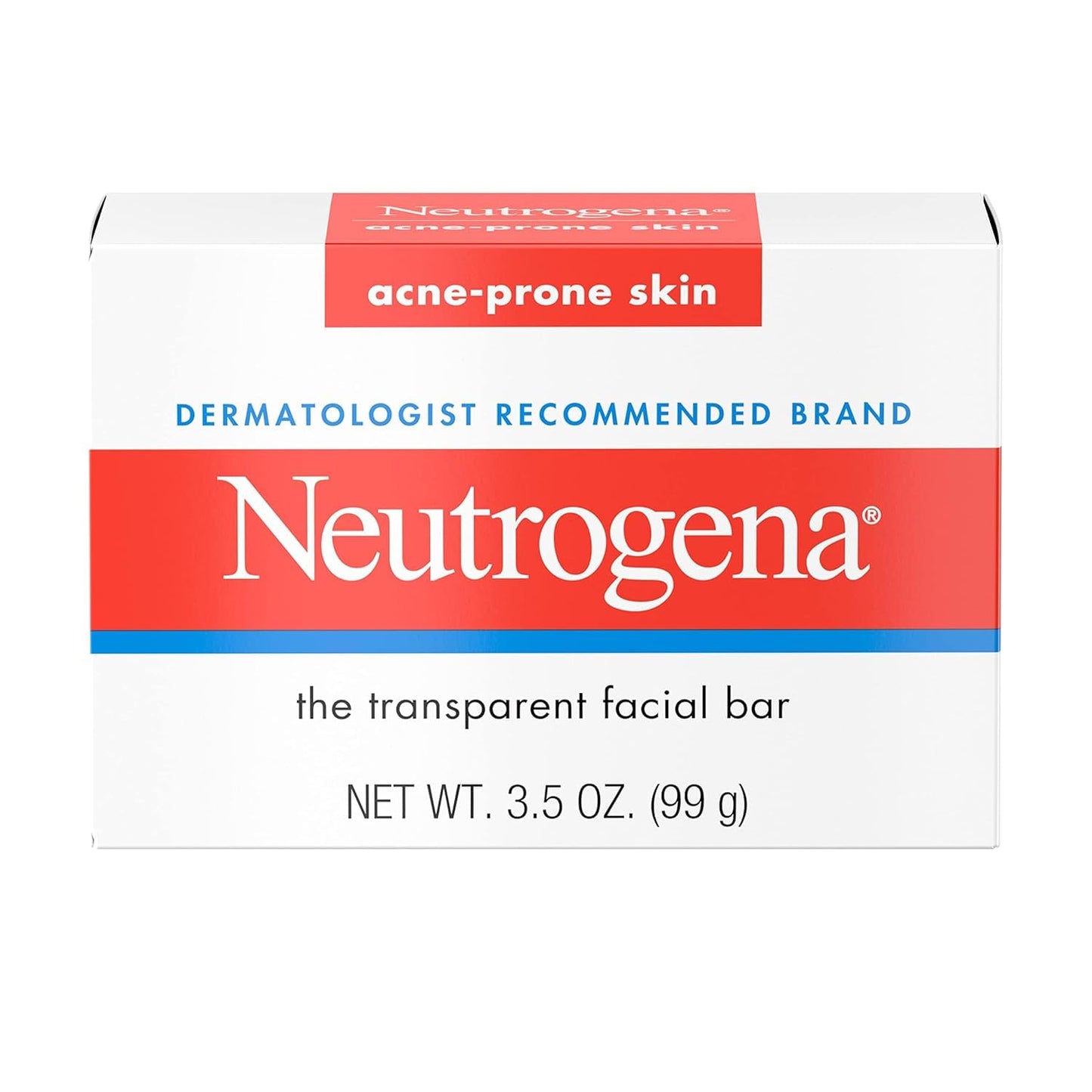 Neutrogena Facial Cleansing Bar Treatment for Acne-Prone Skin, Non-Medicated & Glycerin-Rich Hypoallergenic Formula with No Detergents or Dyes, 3.5 oz (Pack of 6)