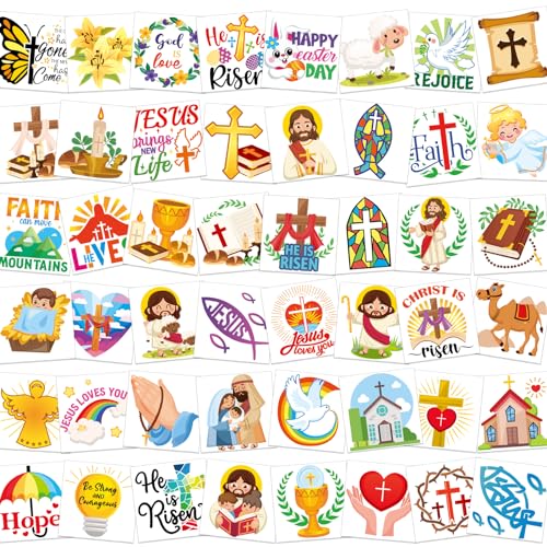 96pc Easter Temporary Tattoos for Kids | Jesus & Cross Designs