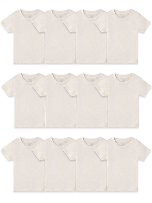 Fruit of the Loom Boys' Cotton White T Shirt, Toddler-12 Pack-Natural, 2-3T