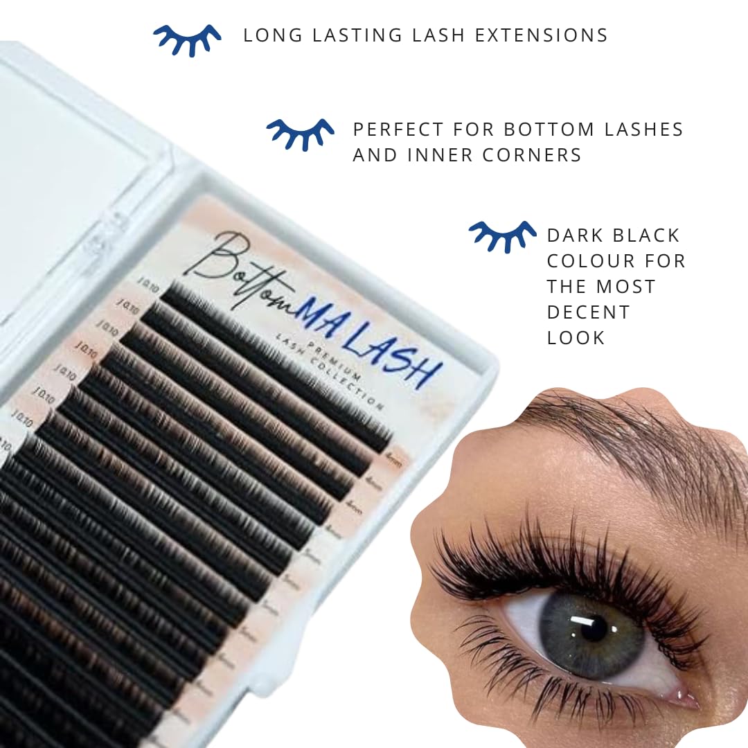 MA LASH Bottom J 0.1 4-8mm Eyelash Extensions Individual Lashes Premium Volume & Classic Lash Soft mixed and single lengths Black Salon Use (J 0.1 4-8 mm)