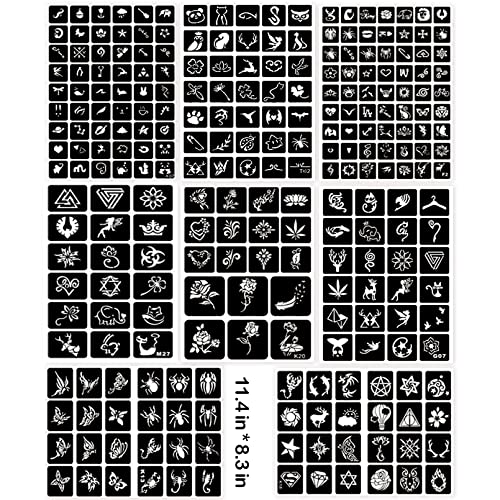 276+ Henna Tattoo Stencils, 24 Sheets, Reusable PVC