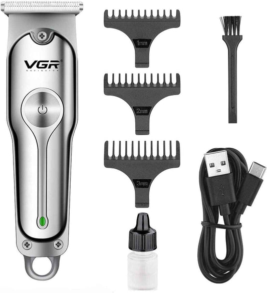 Electric Hairdresser, Cordless Close Cutting T-Blade Trimmer Kit for Family Cordless Grooming Kit (Silver)