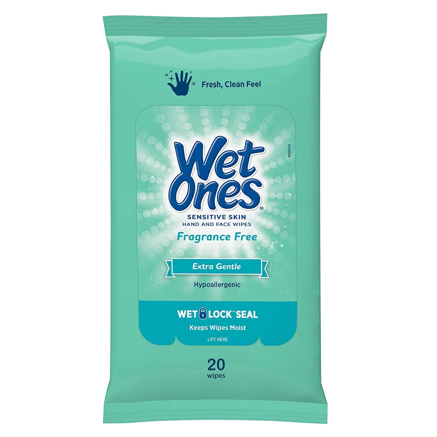 Wet Ones Wipes for Hands & Face, 20 Count Travel Pack (Pack of 5) 100 Wipes Total (Sensitive)