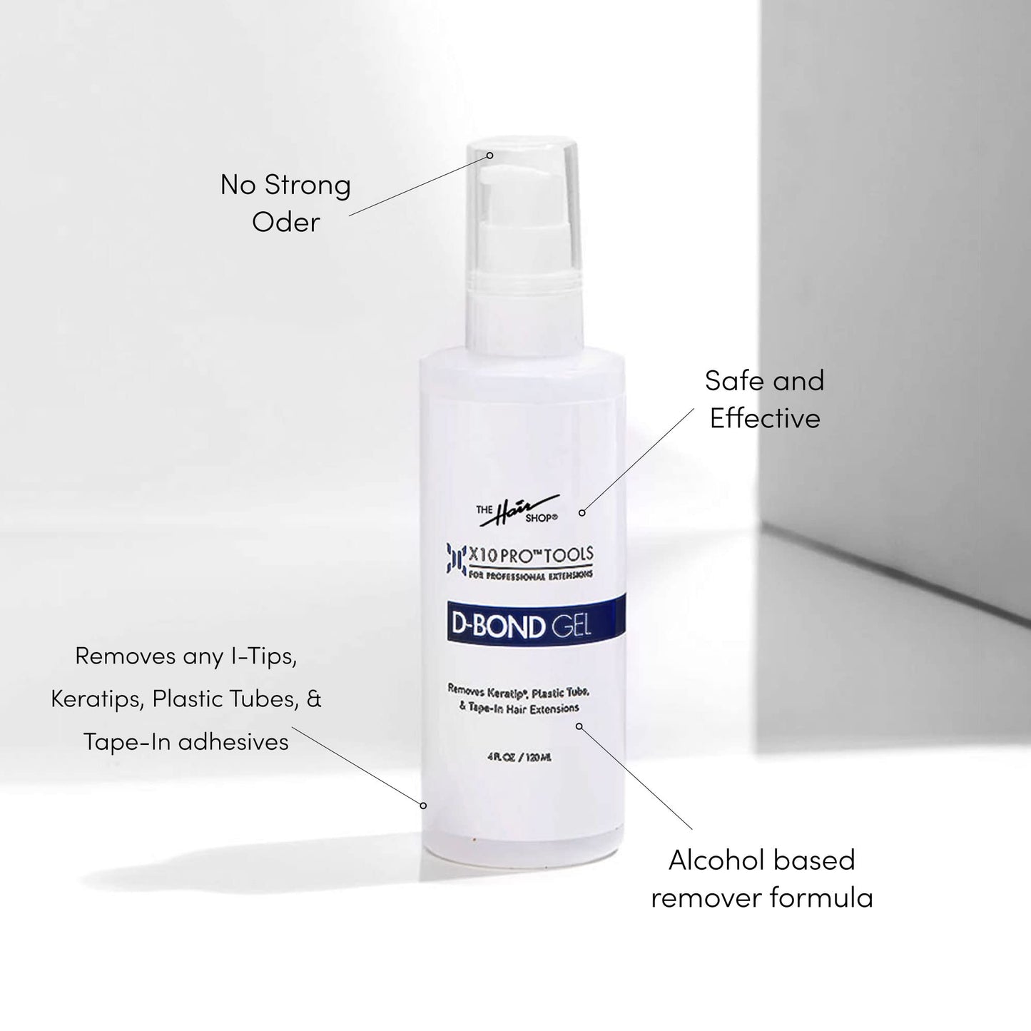 X10 Pro-Tools D Bond Gel Remover by The Hair Shop, Keratin Glue Fusion Pre Bonded U Tip, K Tip Adhesive Remover For Super Or Regular Keratip, For Keratin Glue, Tape-Ins and Shrinkies (4 oz Bottle)