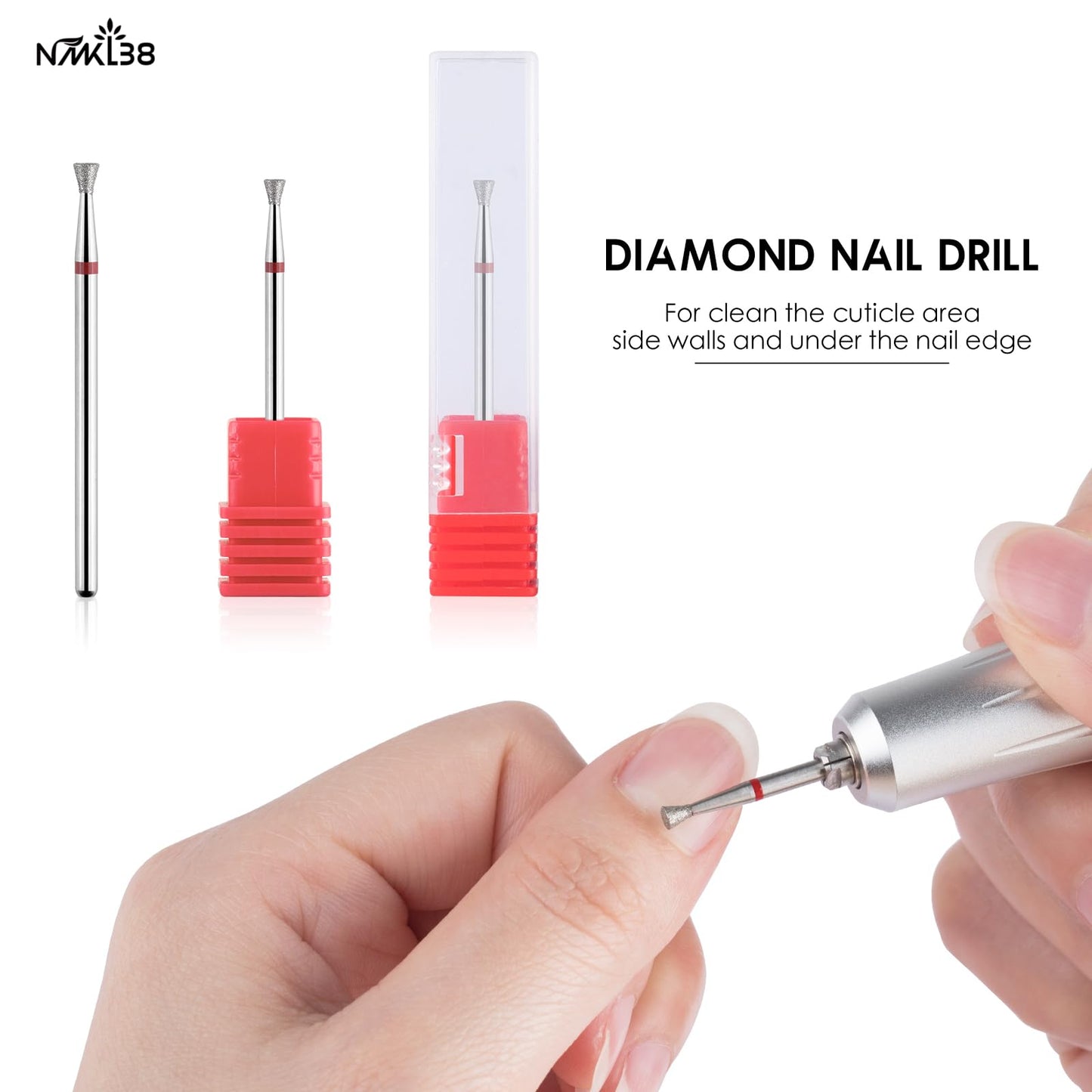 NMKL38 3/32" Tapered Diamond Nail Drill Bit Rotary Cuticle Clean Burr Nail Art File for Electric Drill Machine Manicure Pedicure Tool (03D-F)