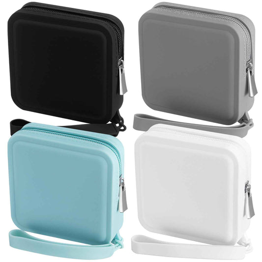 Kathfly 4 Pcs Multicolor Mini Waterproof Makeup Bag Pouch for Purse Hair Tie Organizer Travel Silicone Bobby Pin Holder Portable Small Cosmetic Bag Coin Purse for Women Accessories Small Items