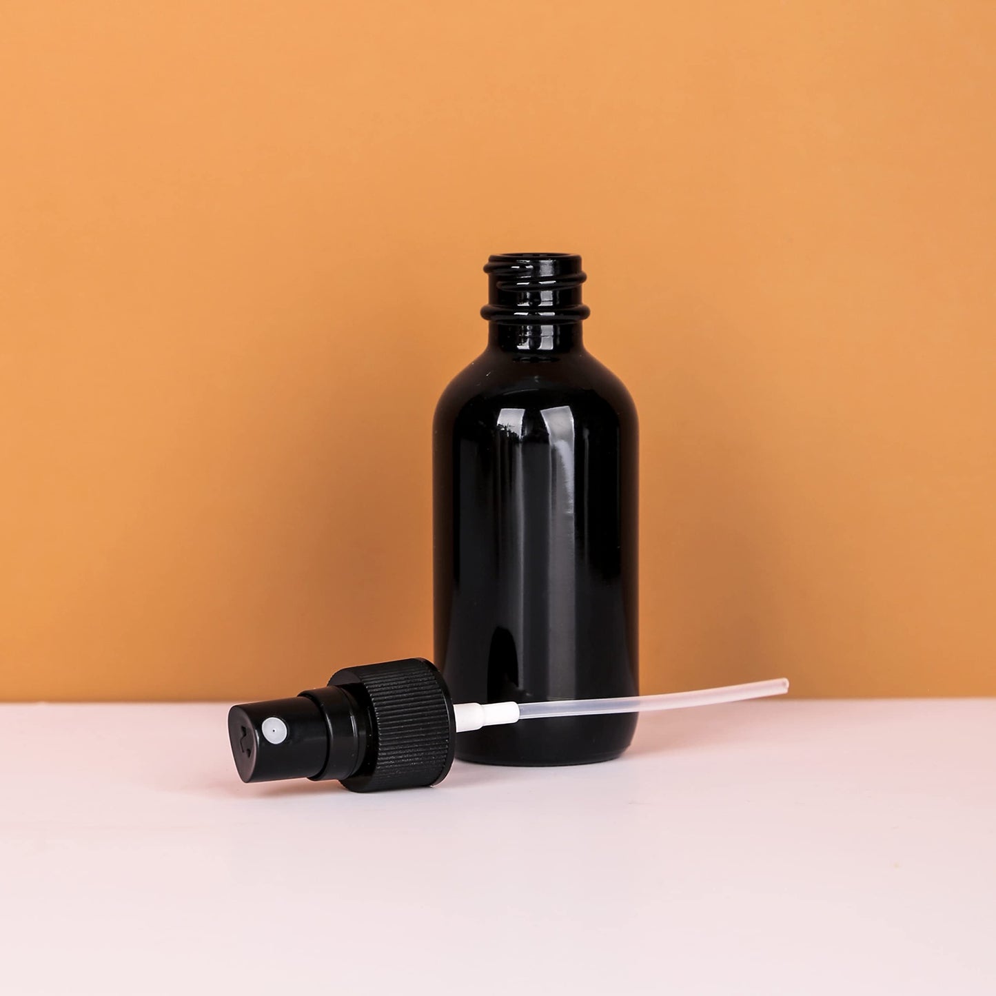 YONKAN 2oz UV Resistant Glass Spray Bottle, Fine Mist Boston Glass Bottles with Black Fine Mist Sprayer Small Clear Bottles for Essential Oils, Bath, Beauty, Hair & Cleaning, Black, Pack of 48