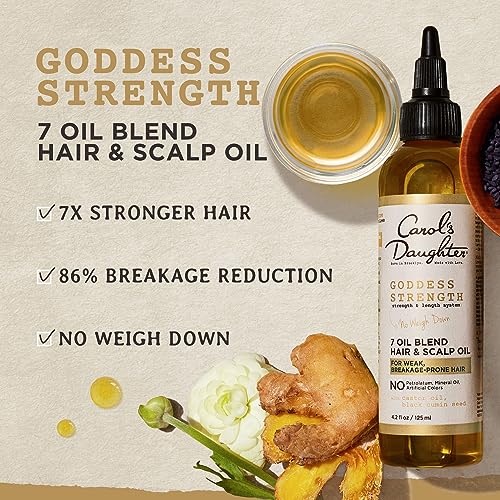 Carol's Daughter Goddess Strength 7 Oil Blend Scalp and Hair Oil for Wavy, Coily and Curly Hair, Hair Treatment with Castor Oil for Weak Hair, 4.2 Fl Oz