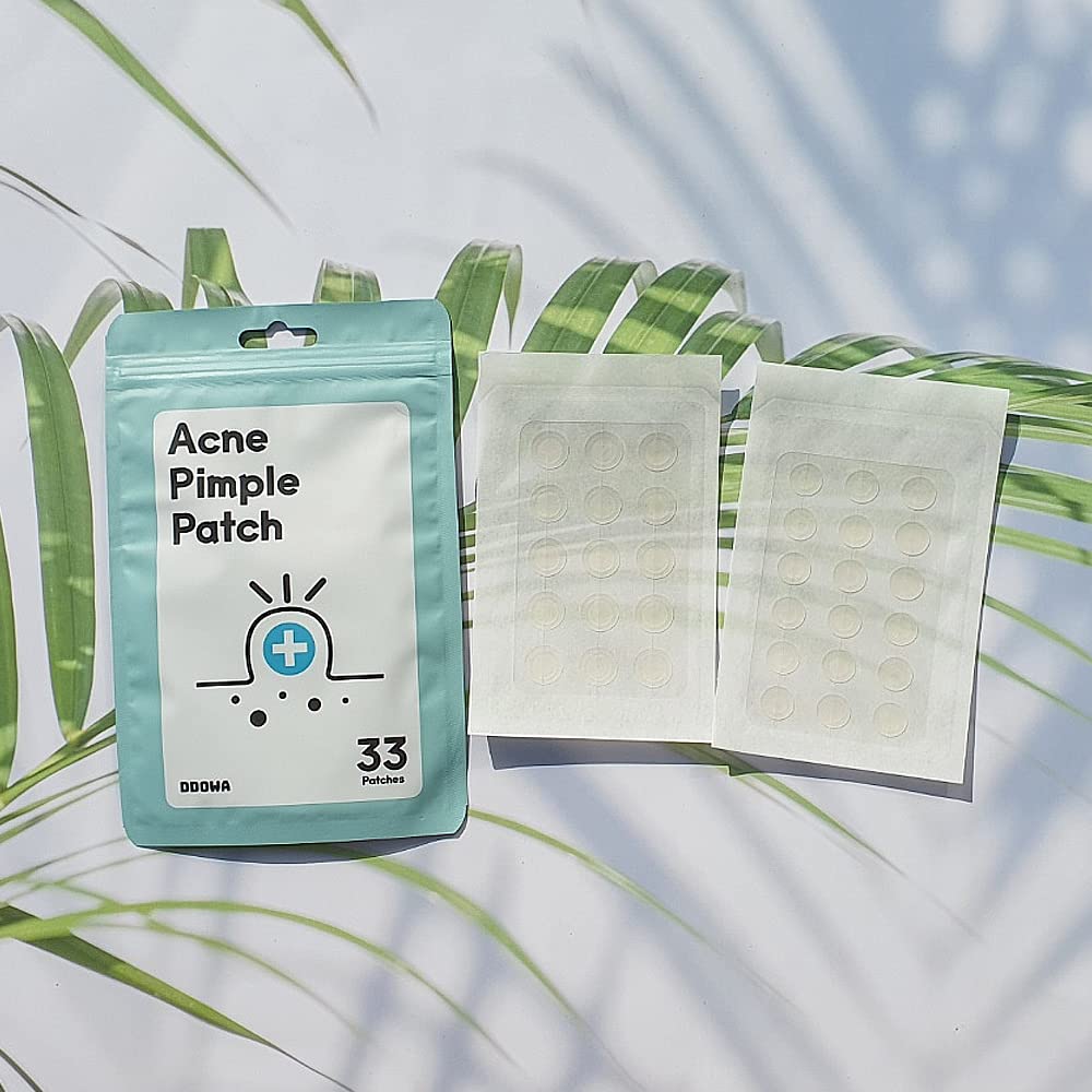 DDOWA Hydrocolloid Acne Pimple Patch - 33 Patches, Size 10mm & 12mm - Fast-Acting & Cleansing Zit, Blemish & Spot Treatment - Covers & Cleans Pores - Acne Skin Care Formula for Face, Nose, Forehead