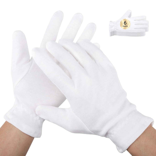 Segbeauty 12 Counts Moisturizing Hand Gloves with Elastic Band, Extra Large Lotion Gloves Overnight for Women, 6 Pairs Moisture Sleeping Gloves for Dry Hands, Thick Cotton Work Gloves for Art Handling