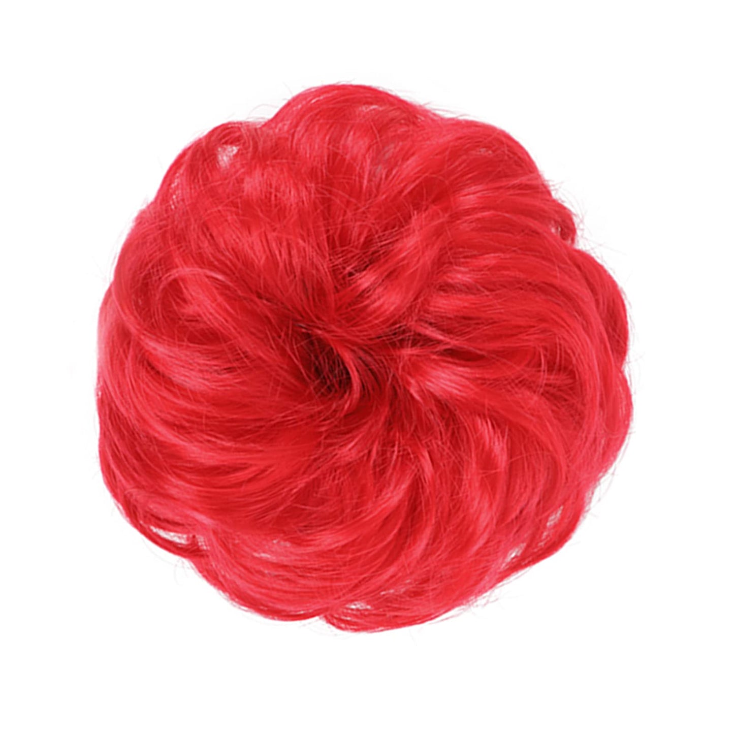 Kediciz Messy Bun Hair Piece Fake Hair Buns Scrunchies Extensions Synthetic 35g Thick Updo Hairpieces Curly Wavy Chignon Ponytail for Women Girls Kids Red