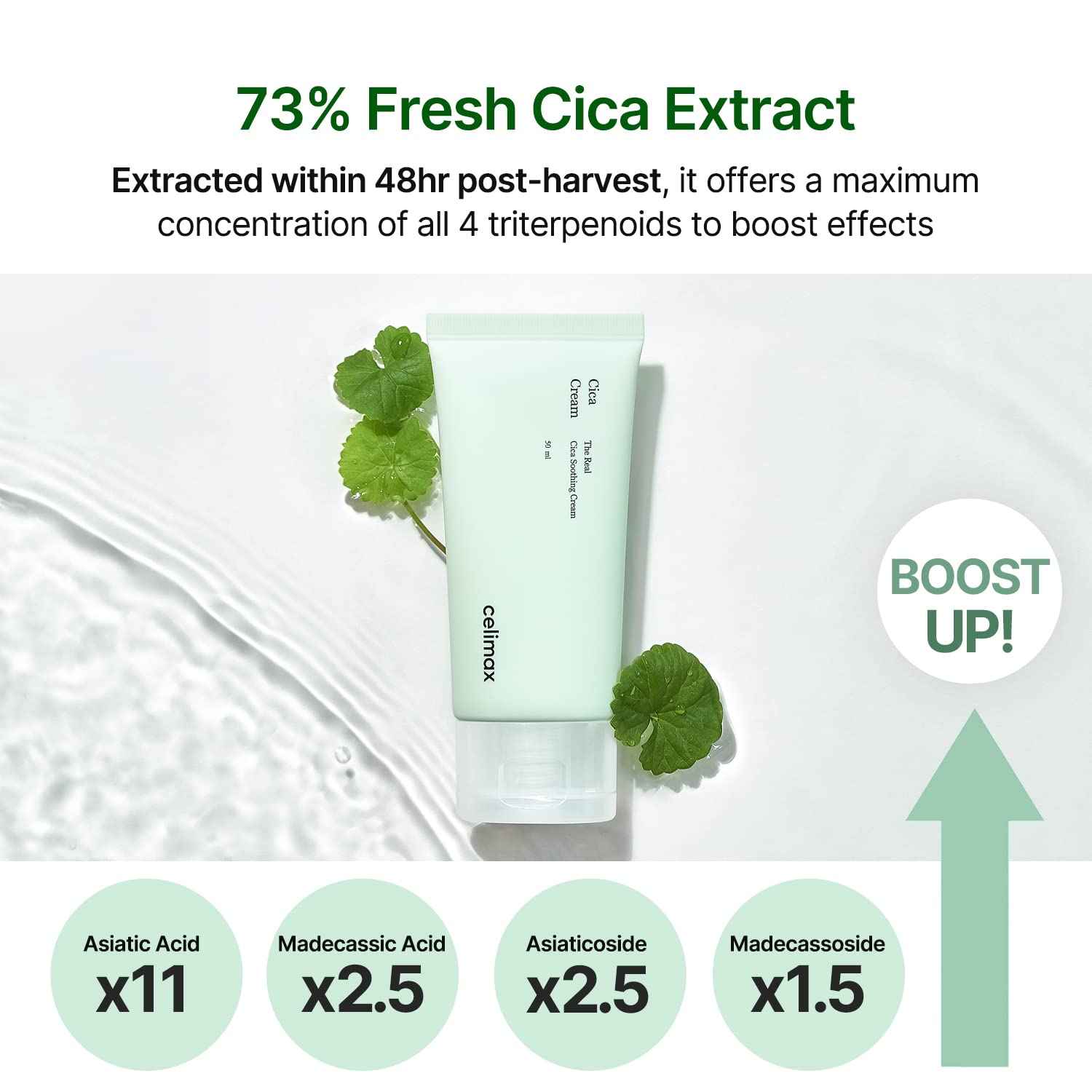 celimax The Real Cica Soothing Cream | with Fresh Cica Extract, Oil Free, Hydrating, Moisturizing, Calming, Dry Oily Combination Sensitive Skin, Korean Skincare, Lightweight Gel Cream, 50ml