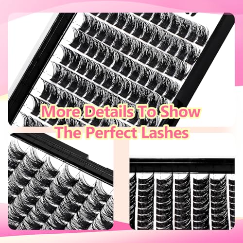Large Tray,10-20mm to Choose DIY Eye Lashes Extensions 120 Cluster Wide Stem Eyelashes Soft and Lightweight Individual False Eyelashes Dramatic Look (10mm)