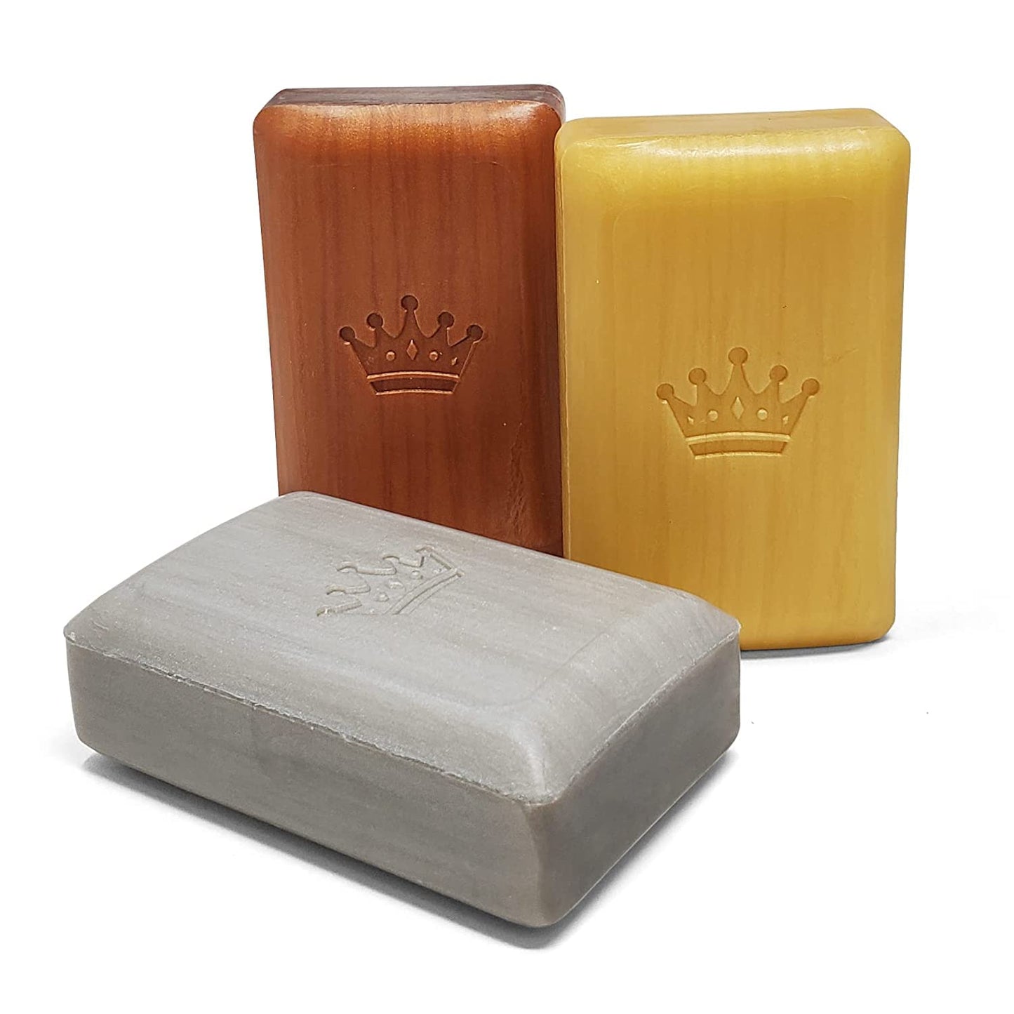 Kovot King of the House Soap Bar Gift Set – 5.3oz Moisturizing Masculine Scented Set of 3 Bars – Shaped like a Gold, Silver & Wood Bar