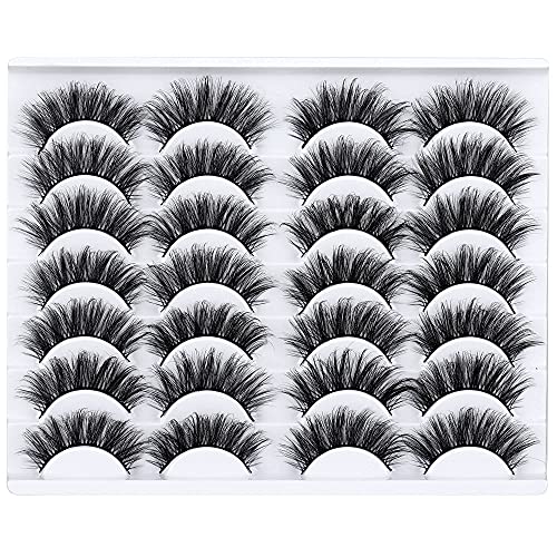 LANFLOWER 3D Faux Mink Lashes - 20mm Fluffy Volume, 14 Pairs